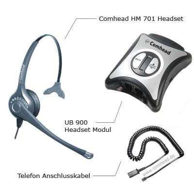 Comhead Komplett-Bundle (Headset + Umschalter + Anschlusskabel)