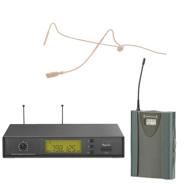 Hautfarbendes Headset/Mikrofon mit Sender + Empfänger