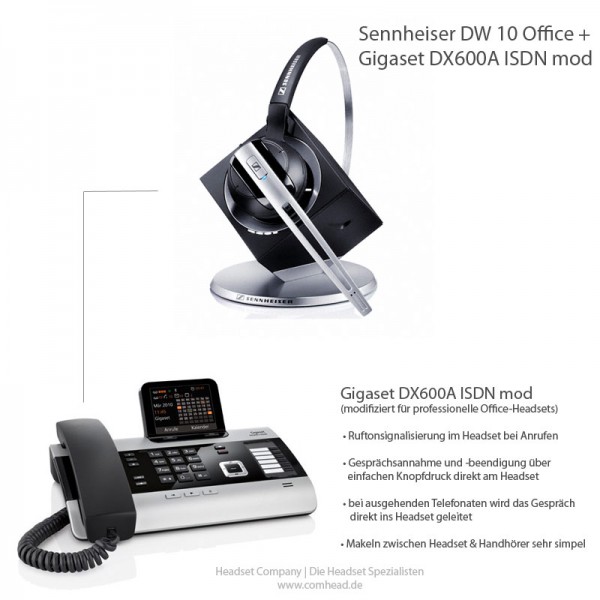 Gigaset DX600A ISDN mod + Sennheiser DW 10 Office