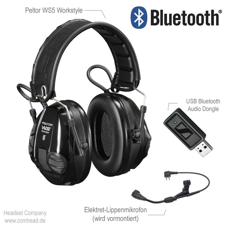 3M Peltor WS5 Workstyle BT USB Bluetooth Lramschutz Headset mit USB Dongle