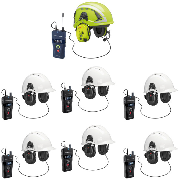 Infinity Tour Guide Set mit aktiven Gehörschutz-Kopfhörern und Schutzhelmen